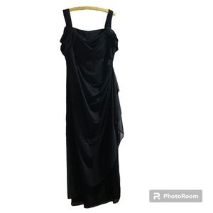 Alex Evenings Black Cold Shoulder Ruffle Gown